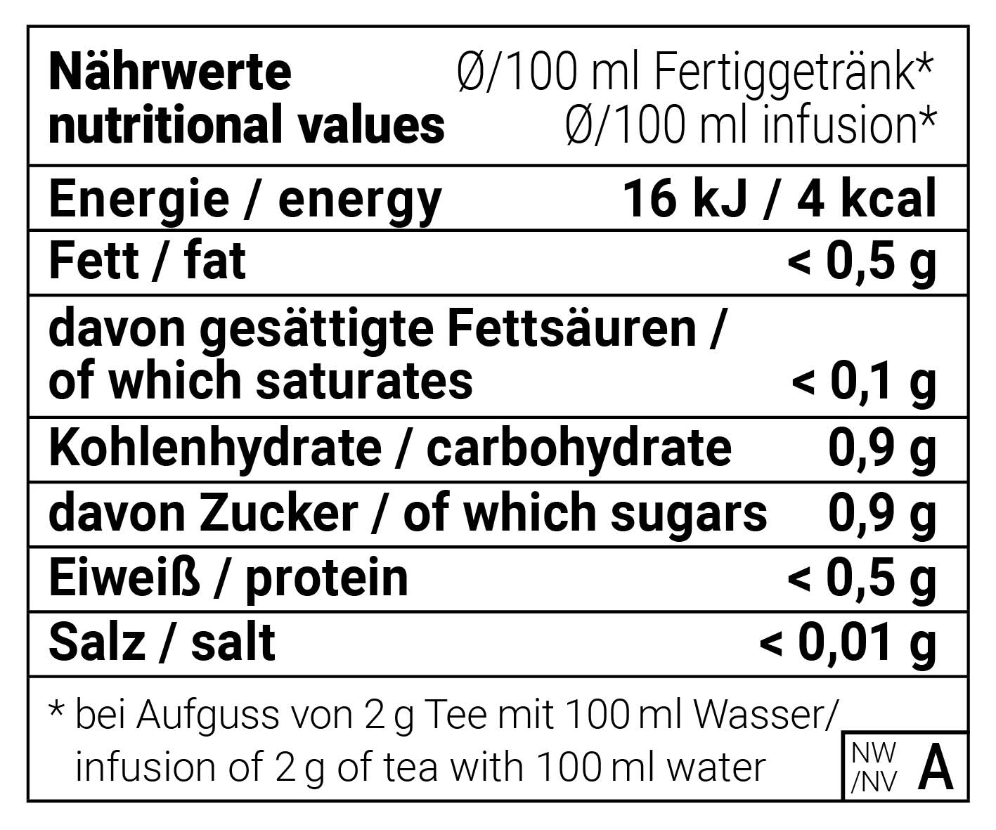 Nährwertangaben Cold Brew Mango