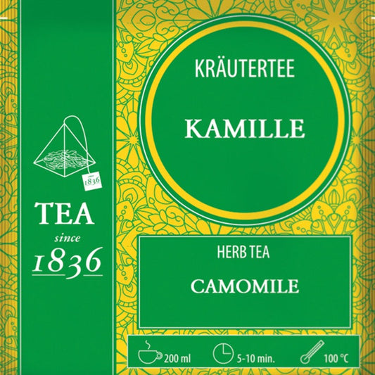 Kraeutertee Kamille im Teebeutel