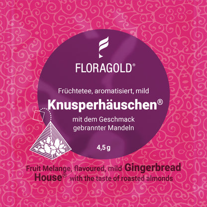 Fruechtetee Knusperhaeuschen im Teebeutel