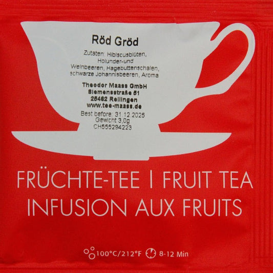 Fruechtetee Roed Groed im Teebeutel