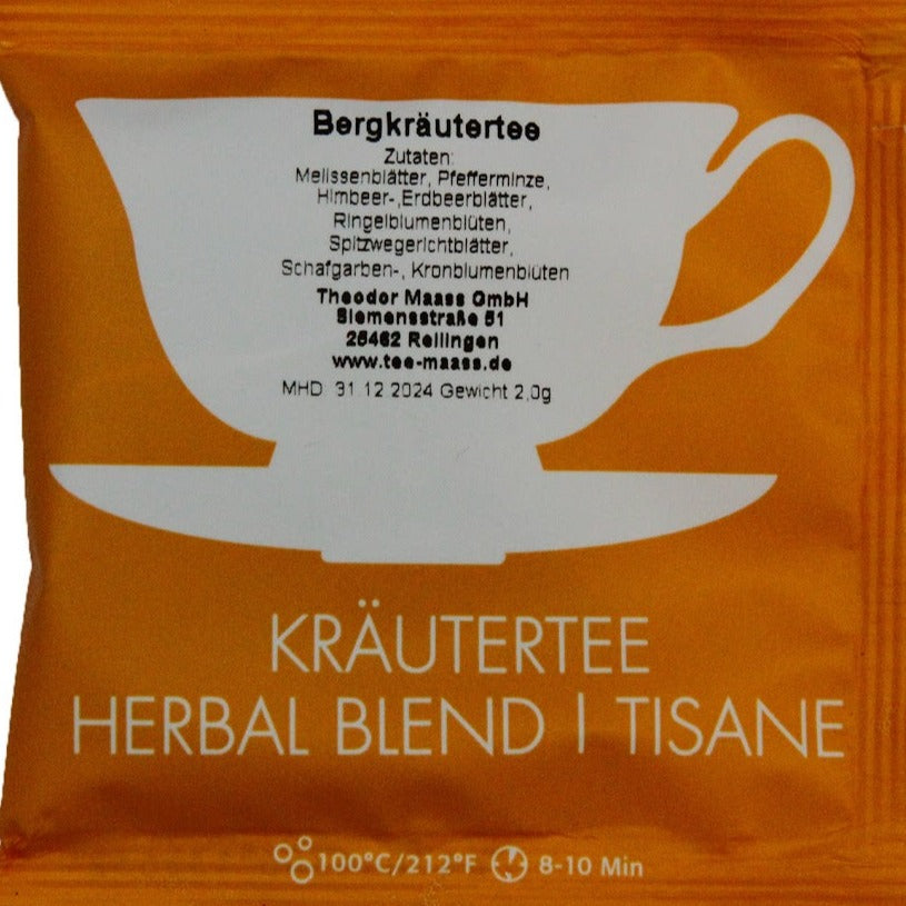 Kraeutertee Bergkraeuter im Teebeutel