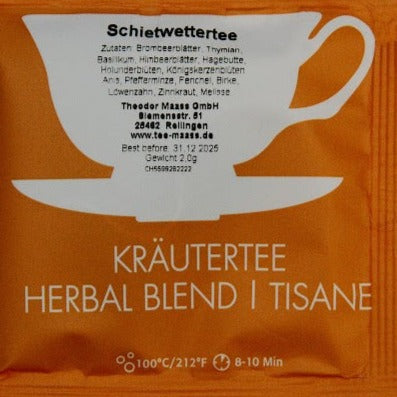 Kraeutertee Schietwettertee im Teebeutel